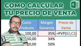 Como calcular en Excel el PRECIO DE VENTA incluido tu MARGEN DE UTILIDAD ya sea FIJO o VARIABLE [upl. by Eidnarb]