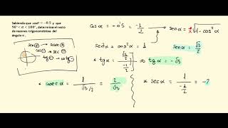 TRIGONOMETRÍA 4 ESOcalculo de razones trigonometricas a partir de una dada [upl. by Lerat]