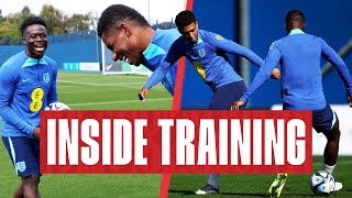 Judes Nutmegs Saka v Rashford amp Crossing and Finishing Practice 🎯 Inside Training [upl. by Ahcirt950]