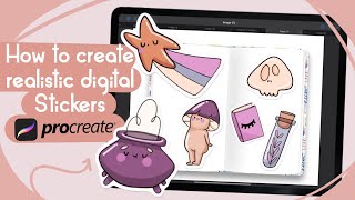 HOW TO CREATE REALISTIC DIGITAL STICKERS IN PROCREATE amp GOODNOTES [upl. by Tiram]