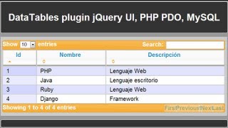 DataTables Plugin con jQuery UI PHP PDO y MySQL [upl. by Zenobia]