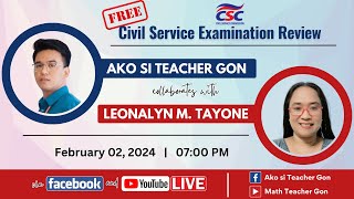 FREE Civil Service Exam Review by Teacher Gon with Mam Leonalyn M Tayone [upl. by Moorefield]