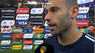 Mascherano El dolor es inmenso queríamos llevar la Copa Mundial Brasil 2014 [upl. by Onileba]