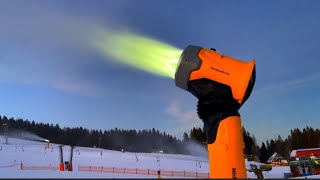 snow cannon in ski area Feldberg Germany blackforest germany [upl. by Oisorbma]