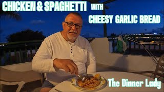 CHICKEN amp SPAGHETTI WITH CHEESY GARLIC BREAD IN LANZAROTE [upl. by Aihsak266]