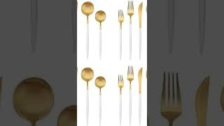 Matte Gold Cutlery Set  20 Piece Stainless Steel Flatware  Unboxing amp Honest Review [upl. by Edelson]