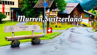 MurrenA pretty mountain village in Swiss Alps4kMurrenrainy day walking video [upl. by Aissilem]