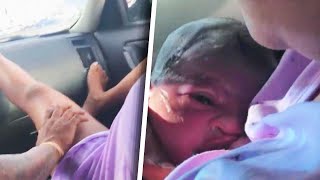 Woman Delivers Baby in Car With 3 Kids in Back Seat [upl. by Nosraep]