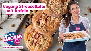 Vegan Backen  ApfelStreuseltaler mit Hefeteig  Rezepte für Lidl von Sallys Welt [upl. by Thirzia]