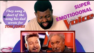 REACTION VIDEO  Coach Tom Jones IN TEARS after seeing Lonnie Donegans son on The Voice [upl. by Somerville]