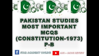 Pakistan Studies Most Important Mcqs 2020 Constitutions of Pakistan  PartB 1973 [upl. by Niret]