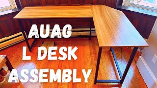 AuAg Modern 665 inch L Shaped Home Office Desk Assembly Instructions [upl. by Crandale580]