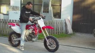 HONDA CRF 450 Akrapovic Supermoto amazing SOUND [upl. by Anaihs]