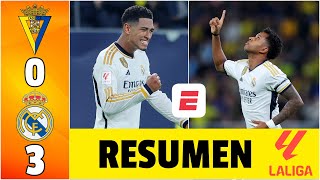 REAL MADRID GOLEÓ 30 al Cádiz DOBLETE de RODRYGO y GOL DE BELLINGHAM Duermen LÍDERES  La Liga [upl. by Ttelracs]