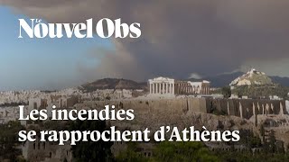 En Grèce des incendies se rapprochent dAthènes [upl. by Weiner691]