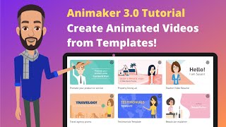 Animaker Tutorial 30  How to create animated videos using templates [upl. by Rednal]