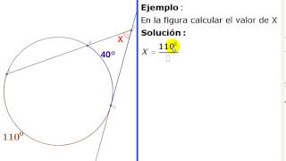 Ejercicio 1 ángulo exterior por una secante y una tangente en la circunferencia [upl. by Prunella]