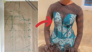 How to cut an inbuilt corset with deep neckline PATTERN DRAFTING beginner’s friendly tutorial [upl. by Raf]