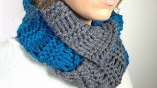 How to Loom Knit an Infinity Scarf in Elongated Stitch using a Round Loom DIY Tutorial [upl. by Taimi]