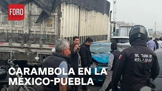 Se registra carambola en la autopista MéxicoPuebla hay varios lesionados  A las Tres [upl. by Anstice]