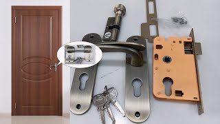 Door handle lock set  Doorset mortise lock set  Mortise handle lock with cylinder and three keys [upl. by Araz340]