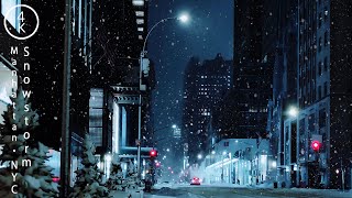 NYC Night after Snowstorm  Midtown Manhattan New York 4K [upl. by Yrohcaz688]