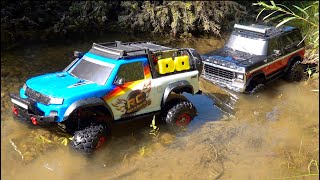 RC ADVENTURES  TWO TRAXXAS TRX4 TRAIL TRUCKS on PATROL BRONCO amp TOYOTA TACKLE the TUNDRA [upl. by Prunella486]