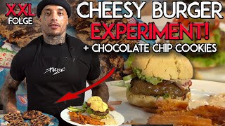 CHEESY BURGER EXPERIMENT MIT CHOCOLATE CHIP COOKIES  BONUS DESERT  CHEF AARON XXL FOLGE [upl. by Eceertal73]