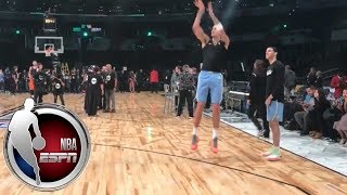 Lonzo Ball and Kyle Kuzma mimic each others shots  NBA on ESPN [upl. by Jankey]