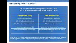 WHMIS 2015 How adoption affects your Labels and SDSs [upl. by Zarger]