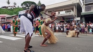 Fijian Police Dance in the Streets [upl. by Rabbi788]