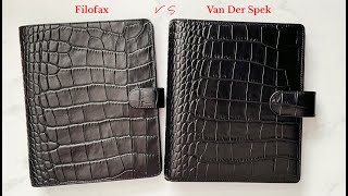 COMPARISON  Filofax Classic Croc A5 Organizer Ebony VS Van Der Spek Manager A5 35mm Nero Croco [upl. by Lynelle]