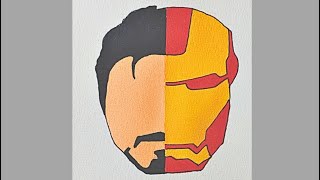 How to Draw Iron Man  Half Tony Stark Half Iron Man  Easy drawingart drawing ironman marvel [upl. by Sabra]