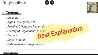 Regionalism  Meaning Types History Causes and its social impacts [upl. by Novj961]