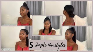 5 Simple Relaxed Hair Hairstyles  Caleisia AshleyRae [upl. by Dnaltruoc]