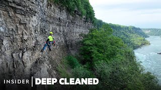 How The Niagara Falls Cliffs And Trails Are Maintained  Deep Cleaned  Insider [upl. by Aerdnak217]