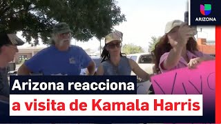 A favor y en contra manifestaciones por la visita de Kamala Harris a Arizona [upl. by Halac863]