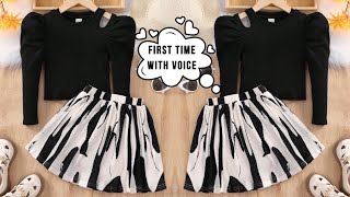 Beautiful Cut Out Shoulder Gigot Sleeve Baby Top With Skirt Cutting and Stitching  DIY [upl. by Shoifet597]