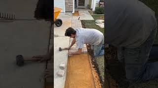 How to install a driveway extension using pavers Easy 123 steps for easy install [upl. by Ecirtak]