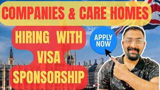 New UK Companies amp Care homes Offering Immediate Visa Sponsorship  UK Visa Sponsorship [upl. by Nolek519]