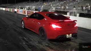 Hyundai Genesis Coupe 1375  10299 mph 165 kmh w Drag Radials  Race Video  Road Test TV ® [upl. by Dal]