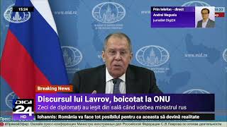 Zeci de diplomați au ieșit din sală în timpul discursului lui Serghei Lavrov la o conferință ONU [upl. by Claudette]