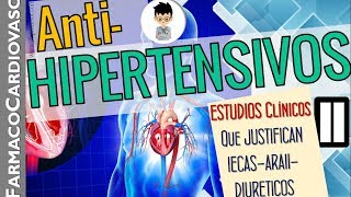 GRANDES Estudios CLÍNICOS de HTA IECAS ARA2 diuréticos indicaciones efectos FARMACOCARDIO P2 [upl. by Analart]