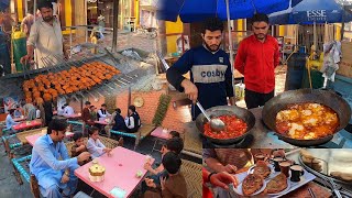 Breakfast in Chaman restaurant  Chai  Afghani parati  Shola  Mota chawal  Jalalabad street food [upl. by Annatnas]