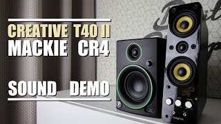 Creative T40 Series II vs Mackie CR4  Sound Demo w Bass Test [upl. by Pen]