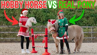 HOBBY HORSE VS REAL SHETLAND PONY CLOUDY  disaster  VLOGMAS [upl. by Divadnahtanoj]