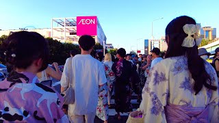 Makuhari Beach Fireworks Festa 2024 Japan 4K Walking Tour Crowd Kaihin Makuhari Station [upl. by Rosette]