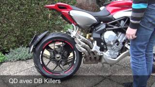 MV Agusta Rivale 800 QD Exhaust avec et sans DB Killer vs Origine [upl. by Ahsuat339]