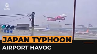 Typhoon Shanshan winds cause havoc at Japan’s Fukuoka Airport  Al Jazeera Newsfeed [upl. by Nolyd]