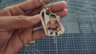 Ganci Akrilik custom 2 sisi karakter shirohige one piece [upl. by Orlanta]